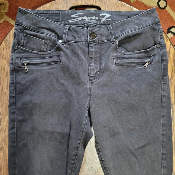 Seven7 Faded Black Distressed Legging Jeans Size Women's 12 - Picture 2 of 11